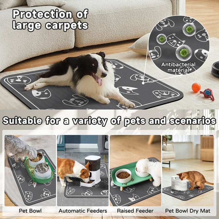 Pet Floor Mat Anti-Tear And Bite Absorbent Feeding Mat Sleeping Anti-Slip Dog Nest Pad, Style: Cats Paradise Light Gray(50x70cm)