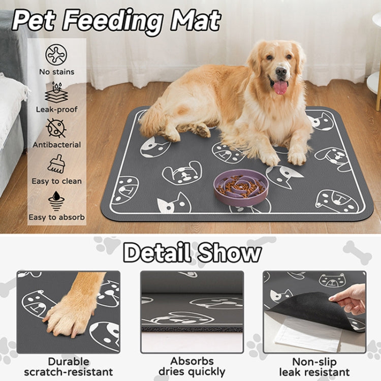 Pet Floor Mat Anti-Tear And Bite Absorbent Feeding Mat Sleeping Anti-Slip Dog Nest Pad, Style: Cats Paradise Light Gray(35x50cm)