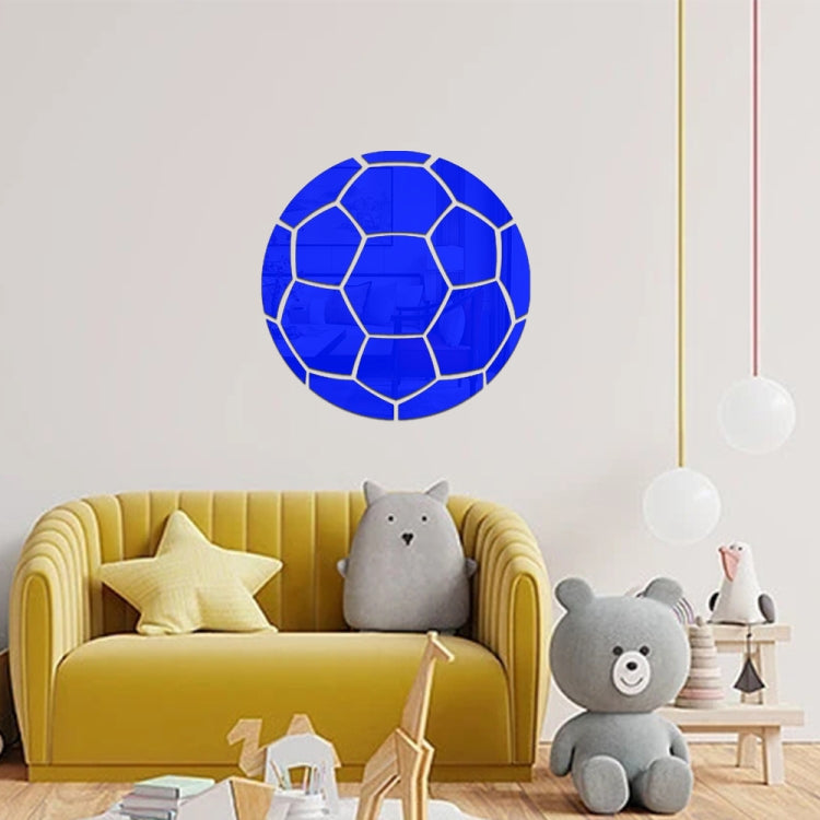 30cm Football Acrylic 3D Wall Stickers Self-adhesive Home Background Wall Decoration Mirror Paste(Blue)