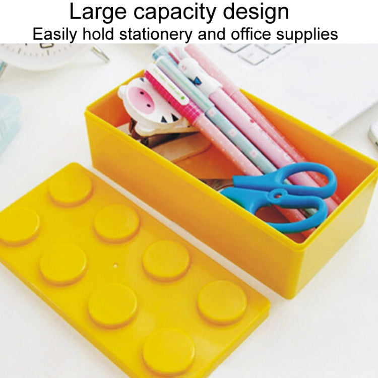 Household Stackable Building Block Organizer Student Desktop Plastic Storage Box, Model: Square Yellow