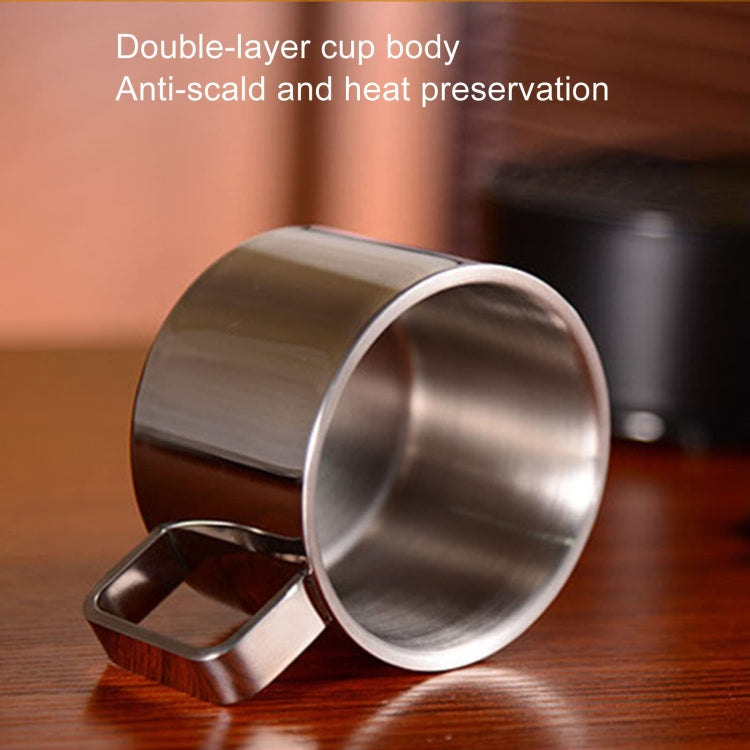 304 Stainless Steel 3 In 1 Double Layer Coffee Cup With Dish and Spoon Heat Insulation and Anti-Scald Milk Tea Mug(Stainless Steel Color)