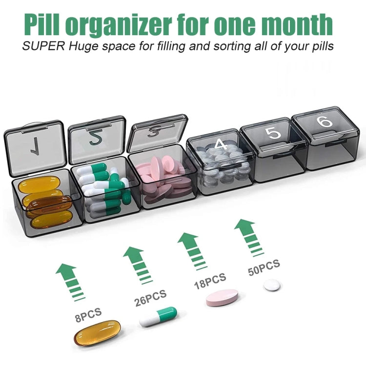 Monthly Pill Organizer 30 Days Pill Box Easy-Open Large Capacity Medicine Case(Black)