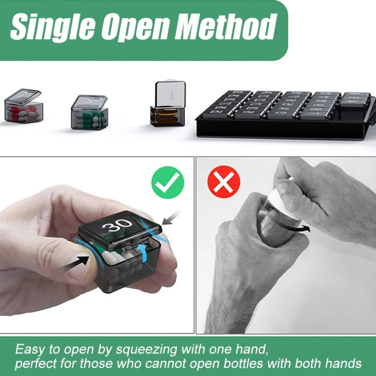 Monthly Pill Organizer 30 Days Pill Box Easy-Open Large Capacity Medicine Case(Black)