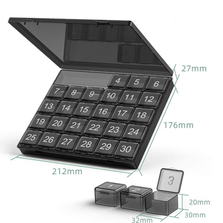 Monthly Pill Organizer 30 Days Pill Box Easy-Open Large Capacity Medicine Case(Transparent)
