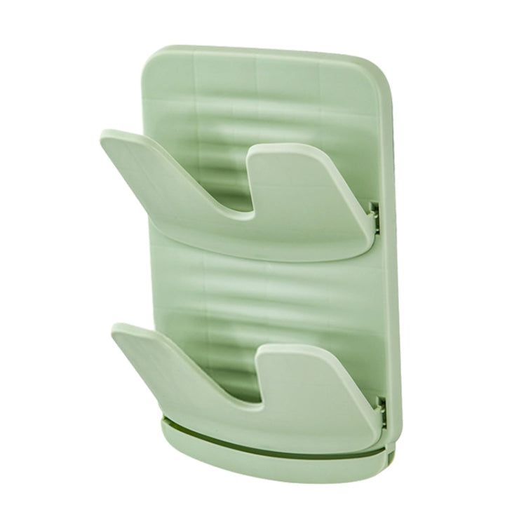 Wall Mounted Pot Lid Holder Kitchen Double Layer Multifunctional Folding Rack(Green)