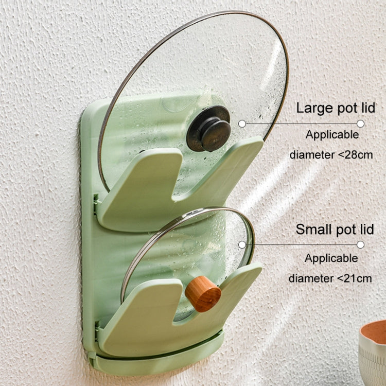 Wall Mounted Pot Lid Holder Kitchen Double Layer Multifunctional Folding Rack(White)