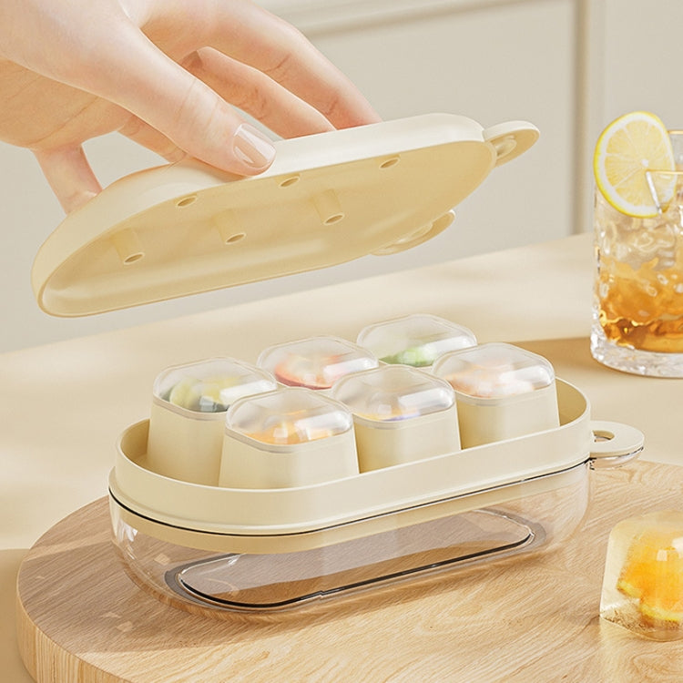 Mini Silicone Ice Cube Soft Mold Home Refrigerator Ice Box(Cream Color)