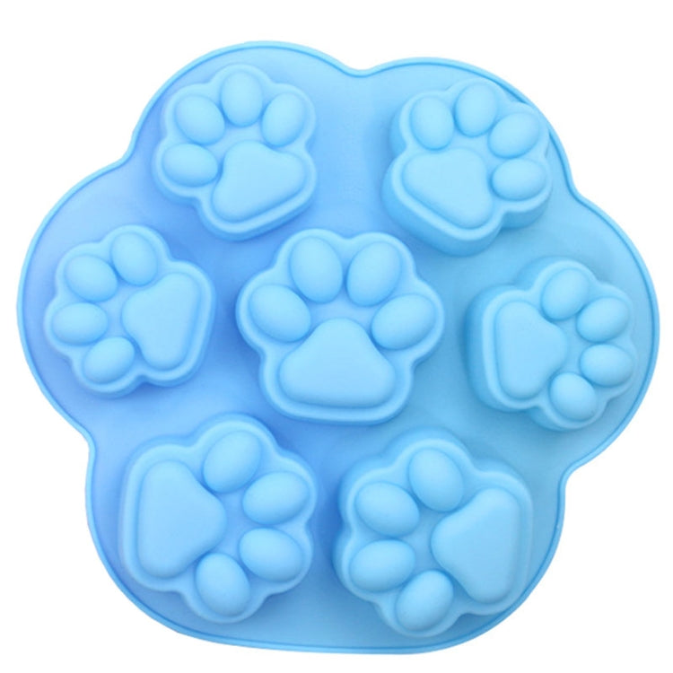 7 Cells Small and Large Cat Paw Silicone Cake Mould Cartoon DIY Handmade Essential Oil Soap Moulds(Light Blue)