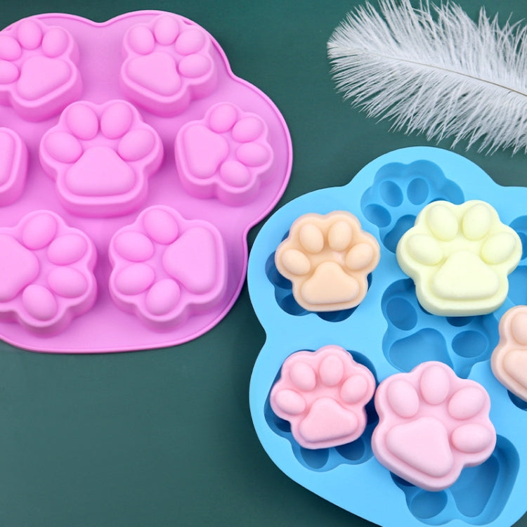 7 Cells Small and Large Cat Paw Silicone Cake Mould Cartoon DIY Handmade Essential Oil Soap Moulds(Light Blue)