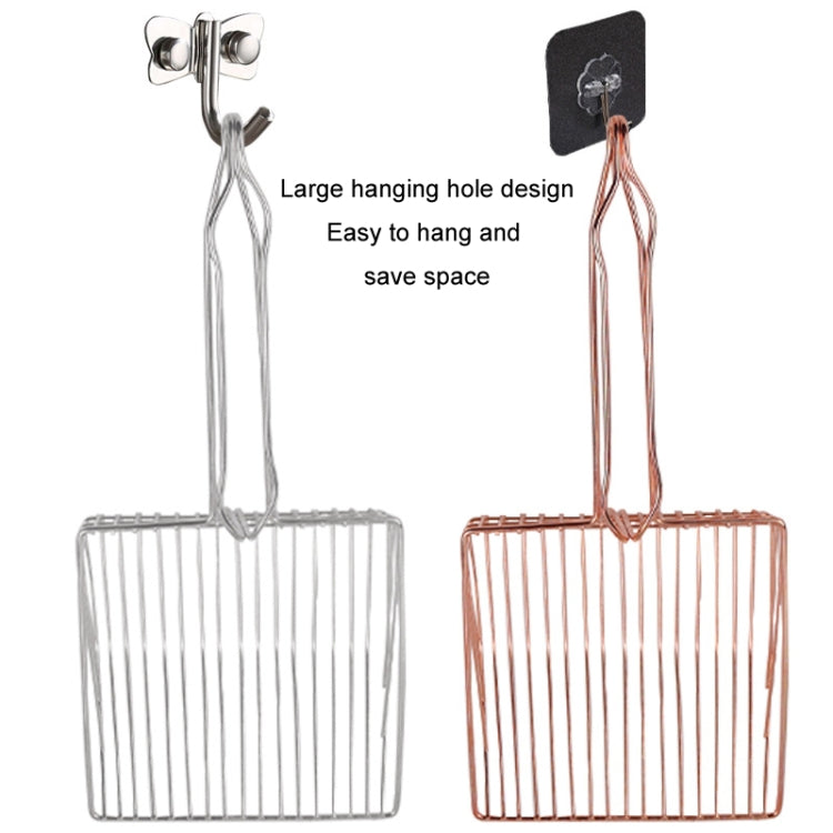 Metal Cat Litter Scoop Extended Handle Skeleton Cats Shoveling Tool Large, Color: Rose Golden