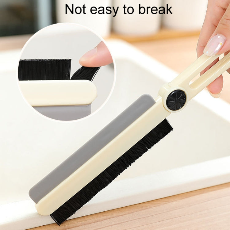 Household Multifunctional Crevice Brush Bathroom Long Handled Groove Cleaning Brush(Milk Yellow)