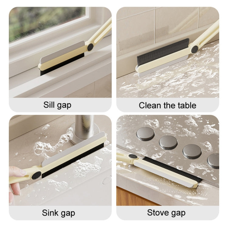 Household Multifunctional Crevice Brush Bathroom Long Handled Groove Cleaning Brush(Milk Yellow)