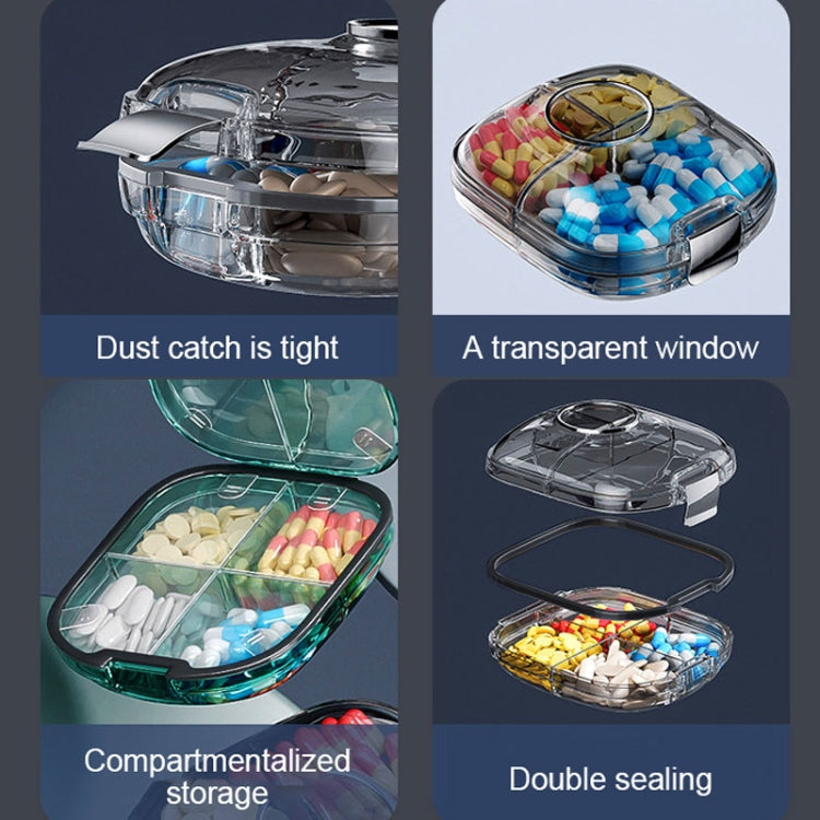 Multi-functional Portable Mini Pill Dispenser Organizer(Transparent Black)