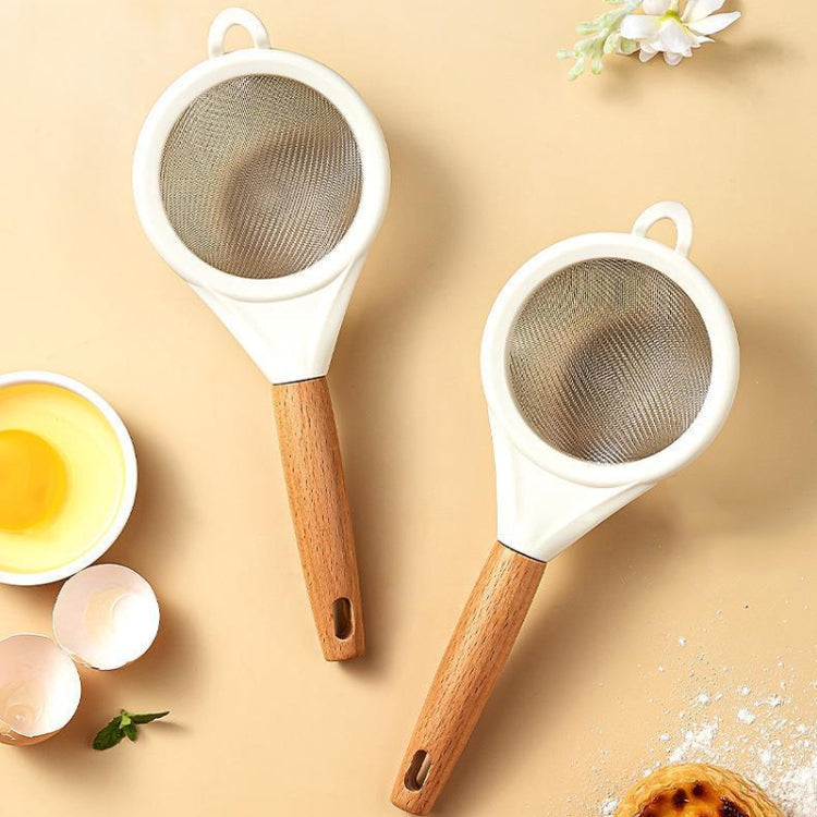 Household Stainless Steel Flour Sifter Kitchen Baking Strainer, Style: Wooden Handle