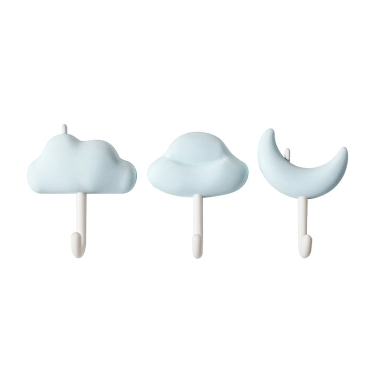 3pcs /Set Household Wall Hanging Hooks Dormitory Non-Marking Punch-Free Adhesive Hooks(Blue)