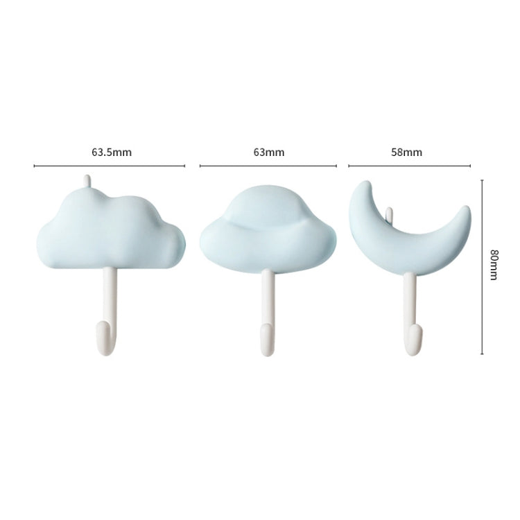 3pcs /Set Household Wall Hanging Hooks Dormitory Non-Marking Punch-Free Adhesive Hooks(Blue)