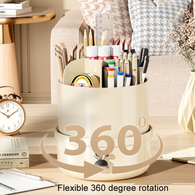 Rotation Dustproof Makeup Brush Storage Tube Dressing Table Desktop Pen Tube(Transparent Black)