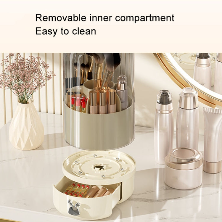 Rotation Dustproof Makeup Brush Storage Tube Dressing Table Desktop Pen Tube(Transparent Black)