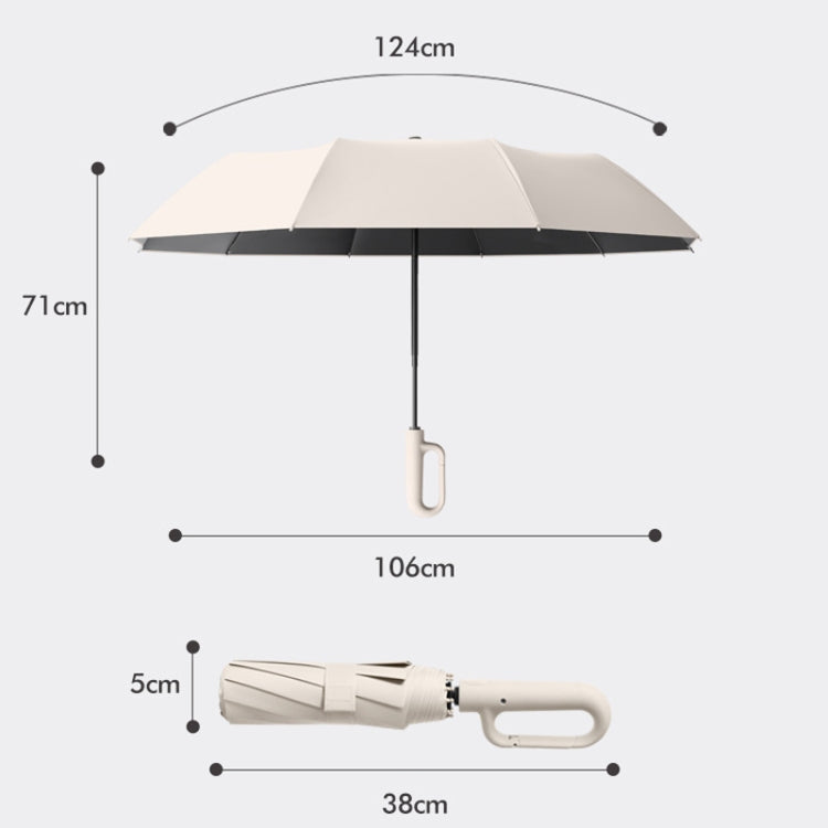 Fully Automatic Rain Or Shine Umbrella Foldable Unisex Sun Shade Umbrella, Style: Forward Beige 105cm