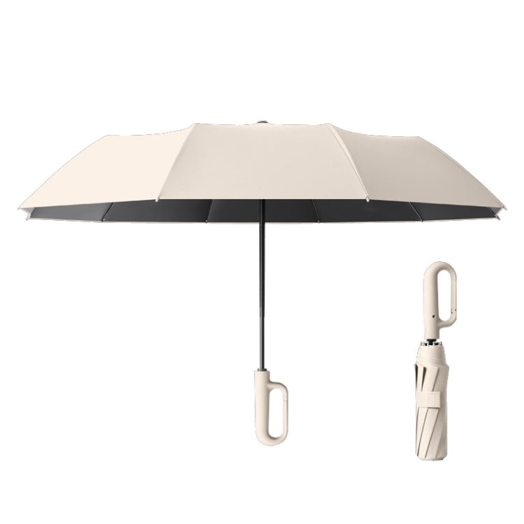 Fully Automatic Rain Or Shine Umbrella Foldable Unisex Sun Shade Umbrella, Style: Forward Beige 125cm