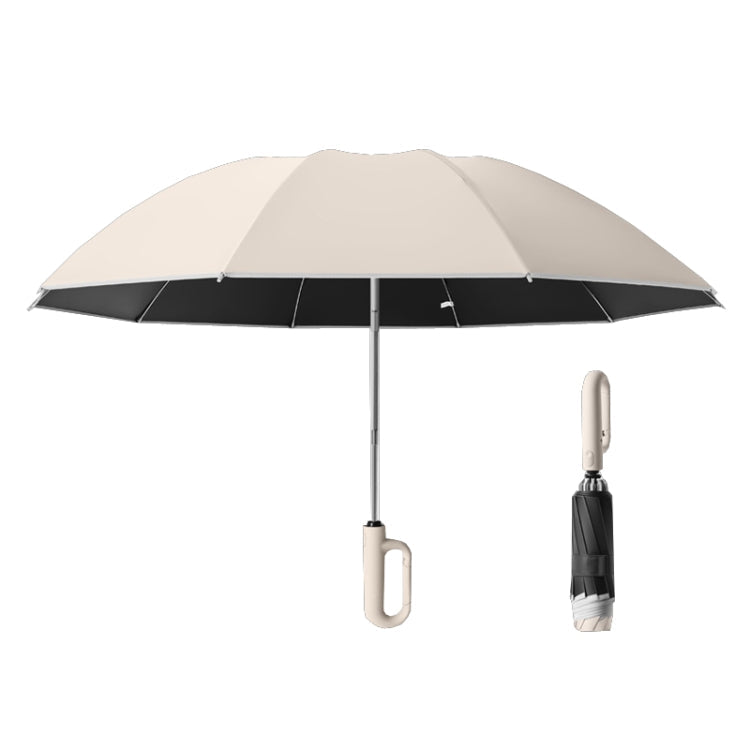 Fully Automatic Rain Or Shine Umbrella Foldable Unisex Sun Shade Umbrella, Style: Reverse Beige 125cm