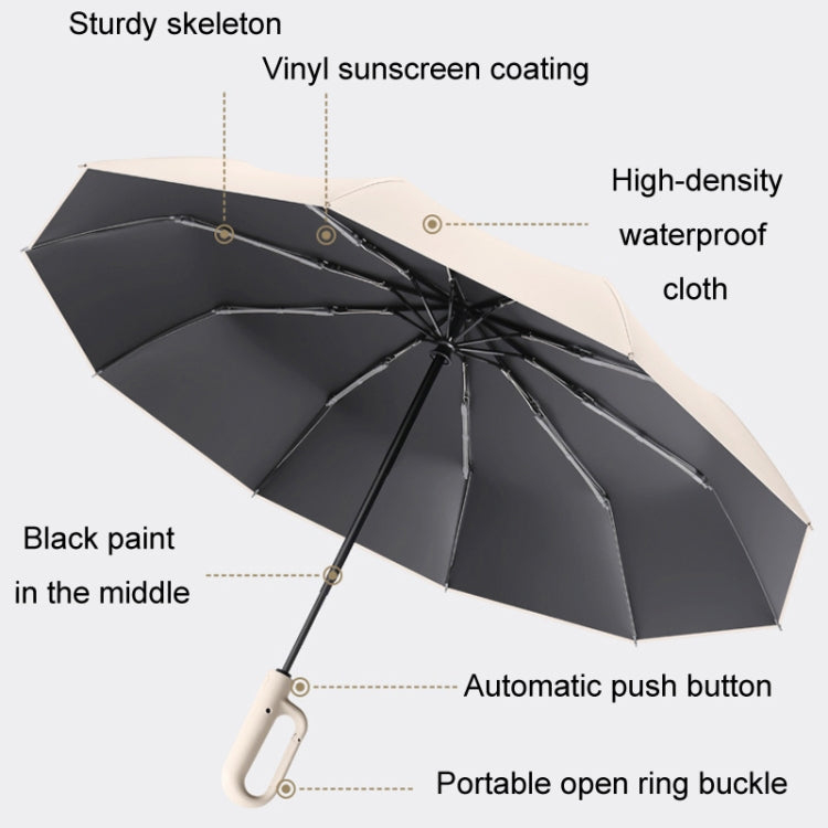 Fully Automatic Rain Or Shine Umbrella Foldable Unisex Sun Shade Umbrella, Style: Reverse Gray 125cm