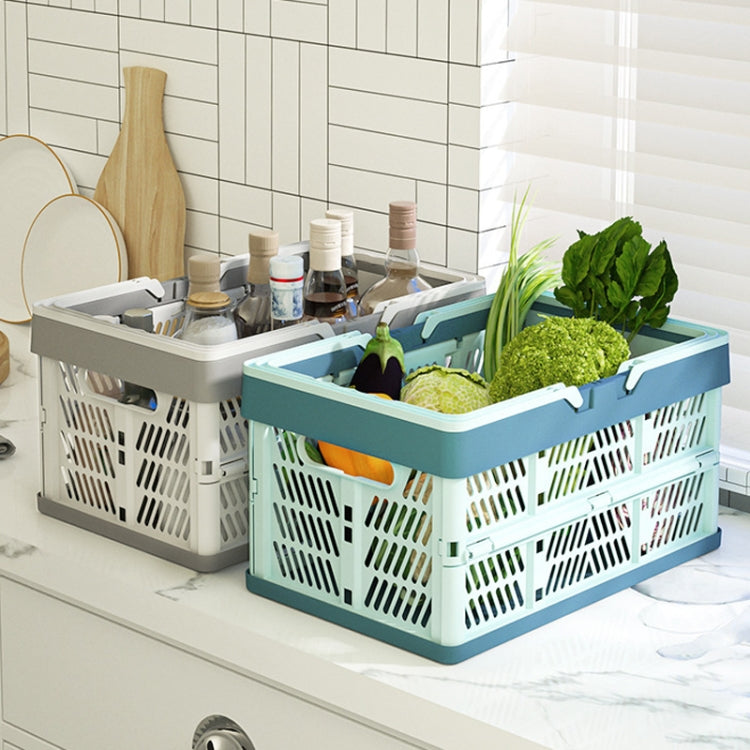 38x25x20cm Plastic Folding Storage Basket Shopping Basket Camping Storage Box With Handle(Gray)