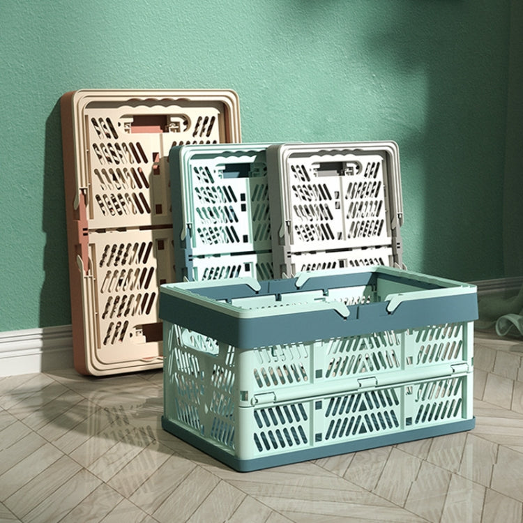 38x25x20cm Plastic Folding Storage Basket Shopping Basket Camping Storage Box With Handle(Gray)