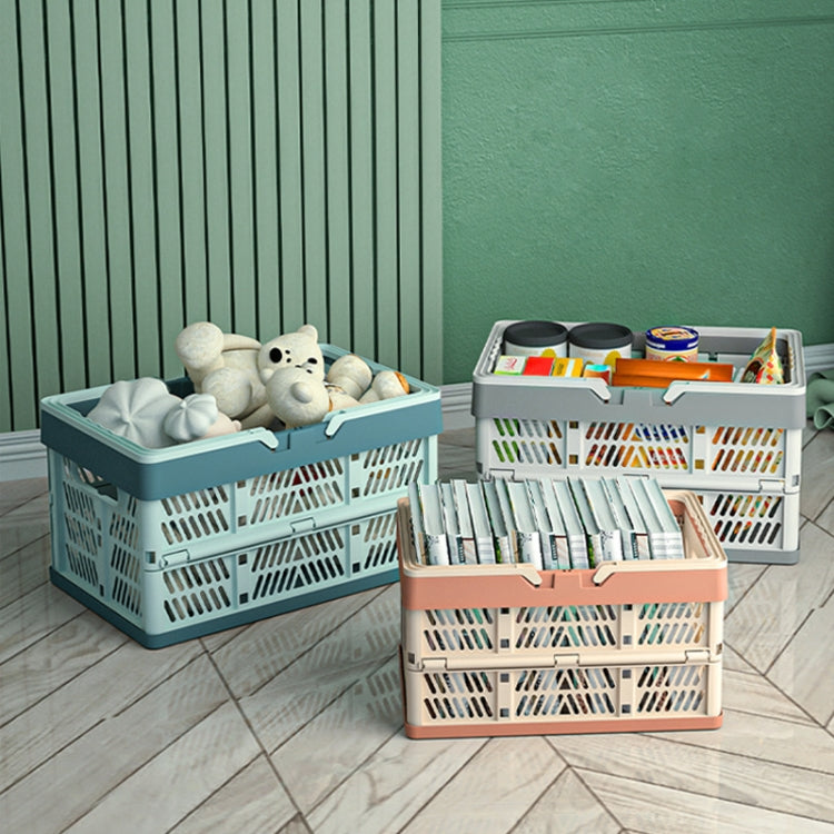 38x25x20cm Plastic Folding Storage Basket Shopping Basket Camping Storage Box With Handle(Gray)
