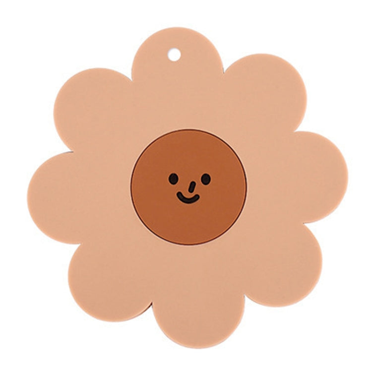 Sunflower Cute PVC Heat Insulation Mat Household High Temperature Resistant Table Pad, Style: Brown Large