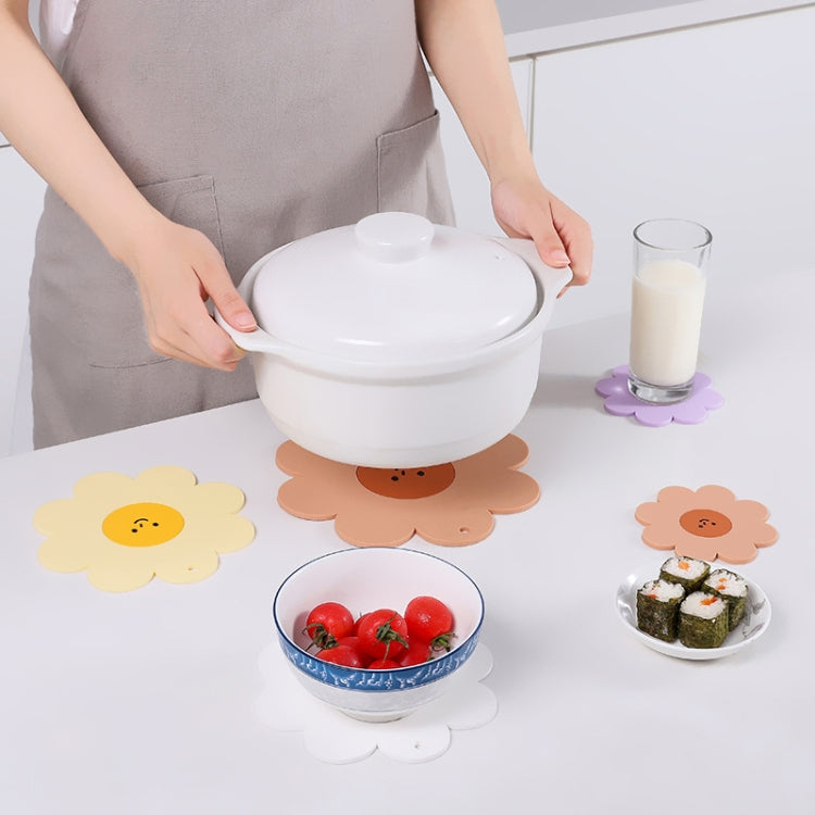 Sunflower Cute PVC Heat Insulation Mat Household High Temperature Resistant Table Pad, Style: Purple Small