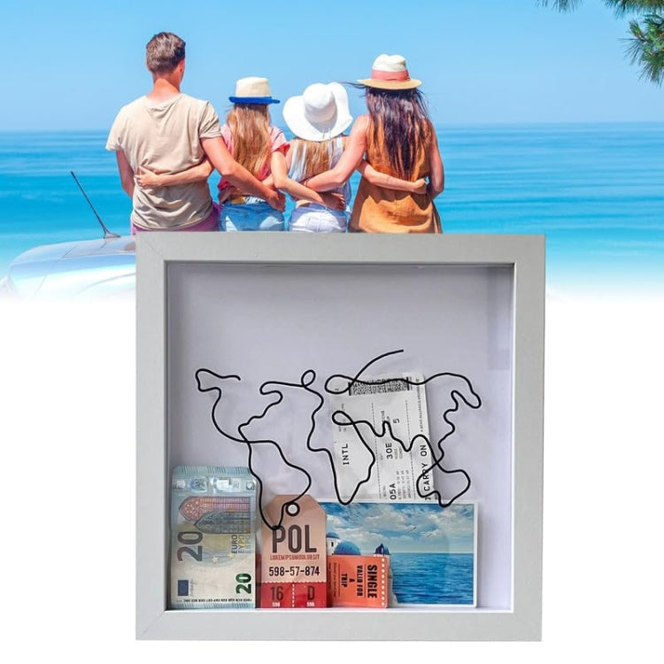 29 x 29cm Travel Shadow Box Frame with Slot for Keepsakes,Money,Ticket(White)