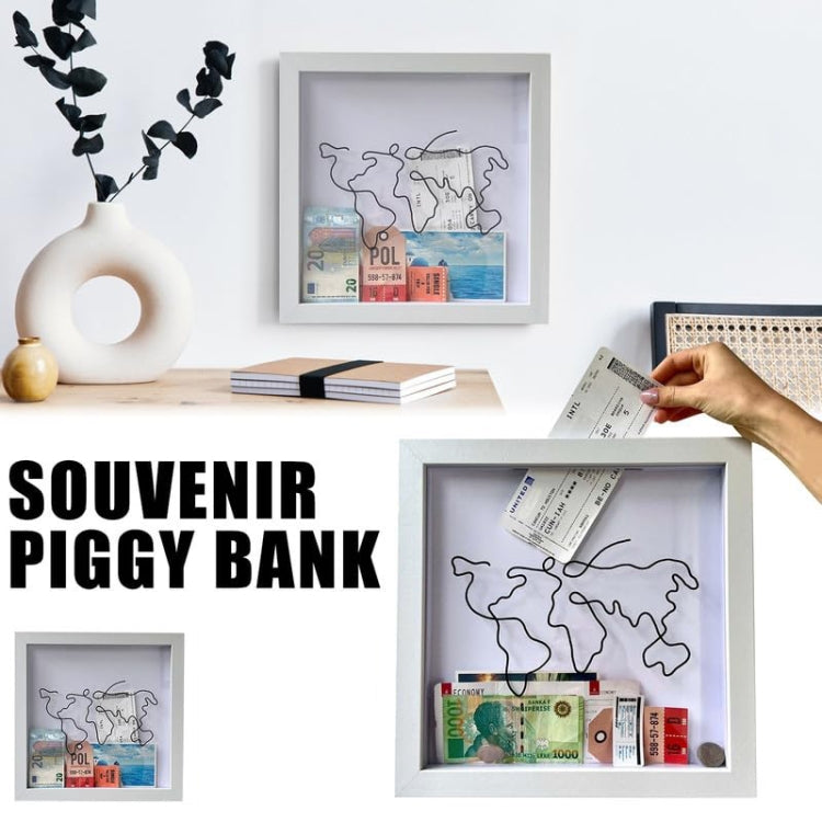 20 x 20cm Travel Shadow Box Frame with Slot for Keepsakes,Money,Ticket(Wood Color)