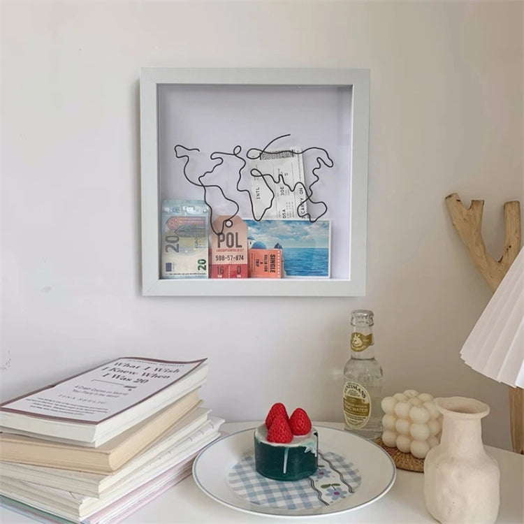 29 x 29cm Travel Shadow Box Frame with Slot for Keepsakes,Money,Ticket(Wood Color)