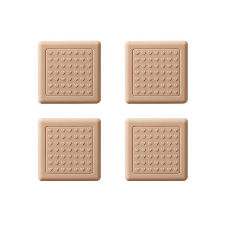 4pcs /Set Silent And Wear Resistant Chair Foot Cover Household Stool Anti-Slip Protective Pads, Style: 60mm Square Almond Color