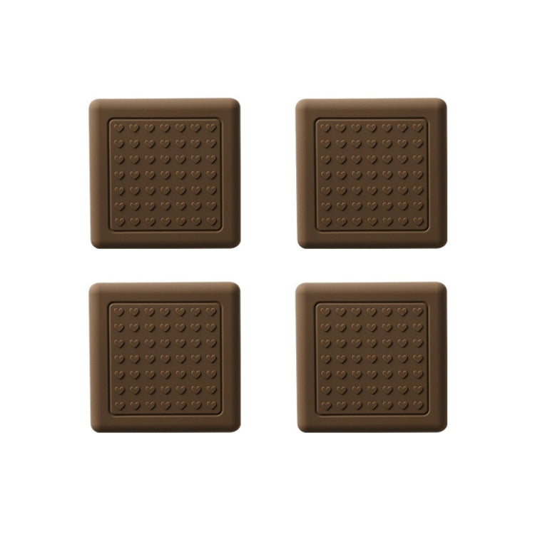4pcs /Set Silent And Wear Resistant Chair Foot Cover Household Stool Anti-Slip Protective Pads, Style: 60mm Square Coffee Color