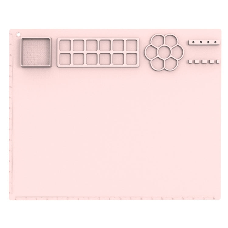 50x40cm Silicone Painting Pad With  Paint Holder Art Mat For Drawing Clay(Pink)