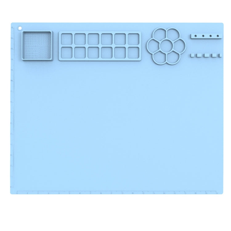 50x40cm Silicone Painting Pad With  Paint Holder Art Mat For Drawing Clay(Sky Blue)