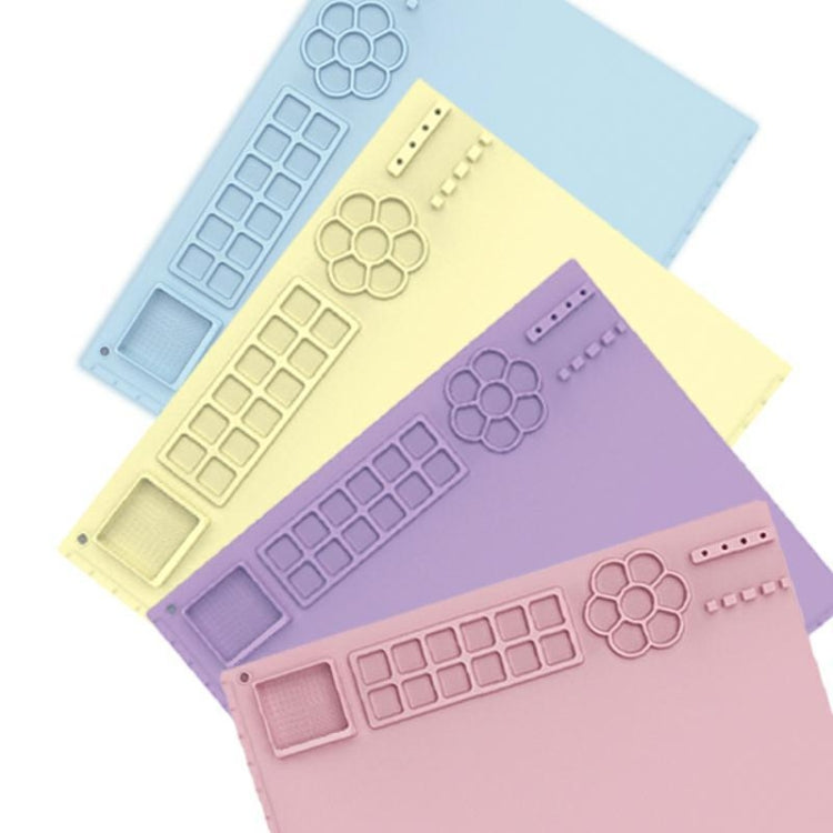 50x40cm Silicone Painting Pad With  Paint Holder Art Mat For Drawing Clay(Sky Blue)