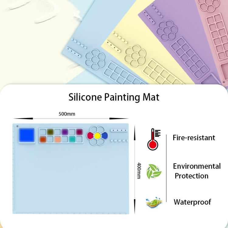 50x40cm Silicone Painting Pad With  Paint Holder Art Mat For Drawing Clay(Violet)
