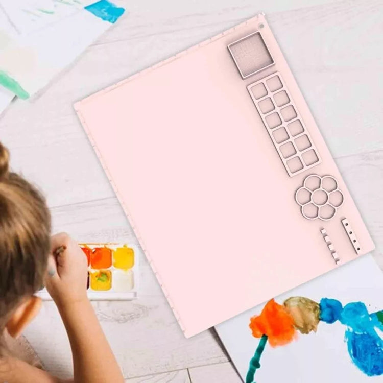 50x40cm Silicone Painting Pad With  Paint Holder Art Mat For Drawing Clay(Pink)