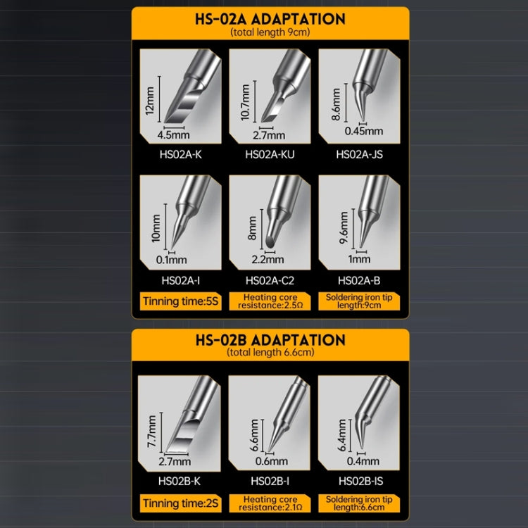 FNIRSI Portable Constant Temperature Soldering Iron Set, Model: HS-02A Standard-B Round Tip
