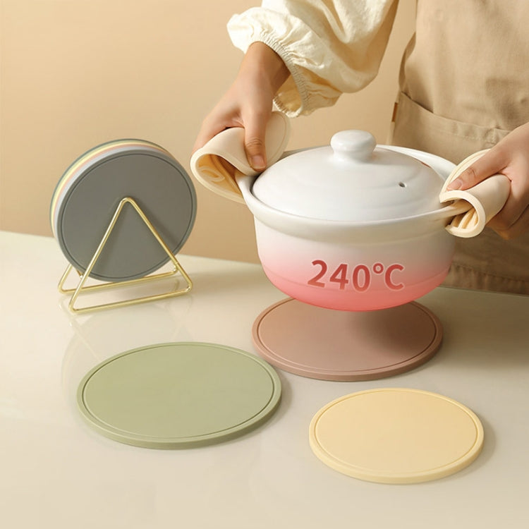 Household Round Heat Insulating Mats Kitchen High Temperature Resistant Silicone Pad, Color: Bowl Pad Green