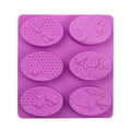 6 Grids Oarbone Bee Silicone Cake Mold Handmade Soap Pudding Mold(Purple)