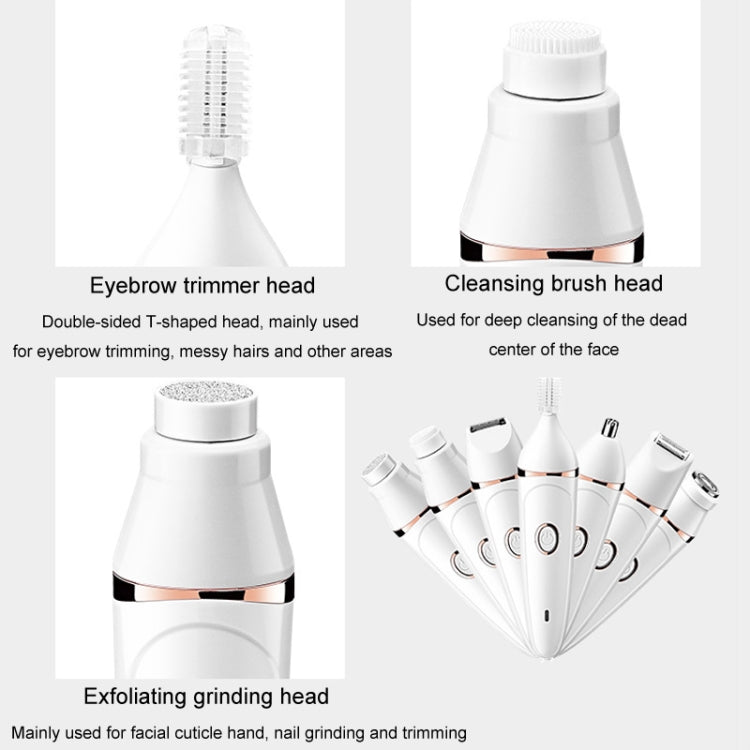 7 In 1 Multifunction Women Shaver USB Charging Epilator Eyebrow Trimmer(White)
