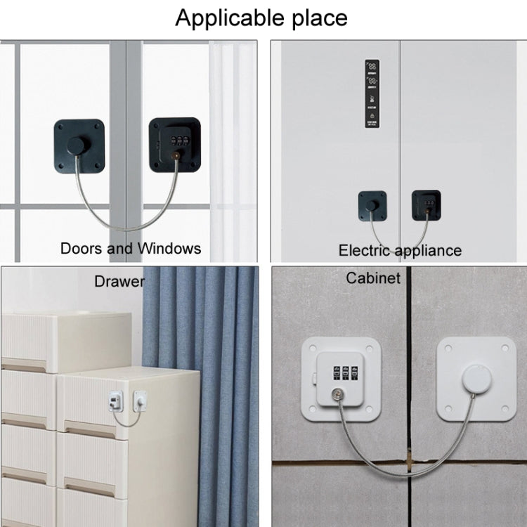 Child Safety Lock No Hole Window Limiter Refrigerator Drawer Cabinet Combination Lock, Specification: 2-bit Black