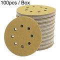 100pcs / Box 5 Inch 8 Holes Round Disc Sanding Sandpaper 125mm Yellow Sand Flocking Sheet, Grit: P400