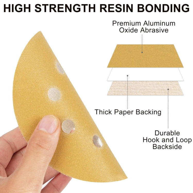 100pcs / Box 5 Inch 8 Holes Round Disc Sanding Sandpaper 125mm Yellow Sand Flocking Sheet, Grit: P320