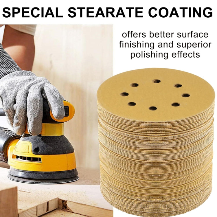 100pcs / Box 5 Inch 8 Holes Round Disc Sanding Sandpaper 125mm Yellow Sand Flocking Sheet, Grit: P400