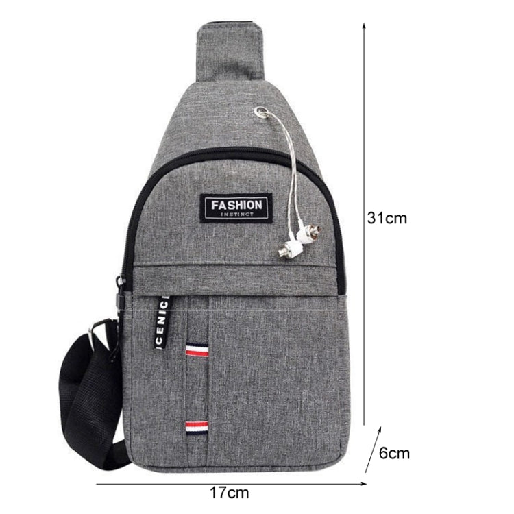Men Chest Bag Casual Sports Shoulder Crossbody Bag Canvas Backpack(Grey)